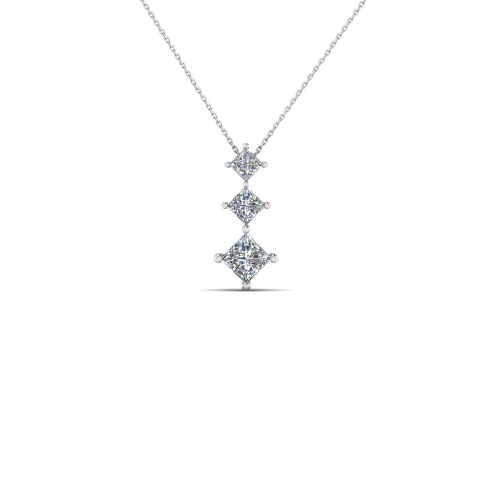 Amazon.com: 1/2 cttw Princess-cut Dancing Diamond Pendant in 14k White Gold  with 18